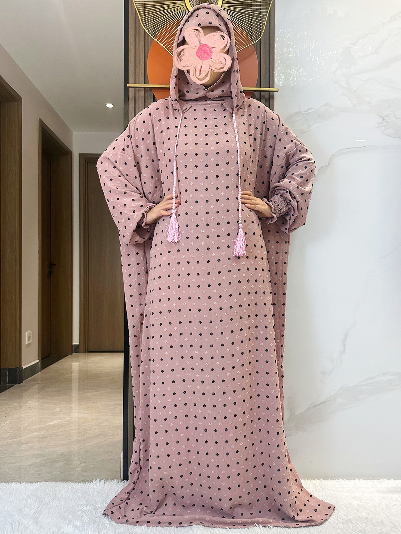 Dernier Ramadan coton doux prière Abaya Double chapeaux dubaï turquie Islam prière vêtements tissu robes Islam femmes robe caftan
