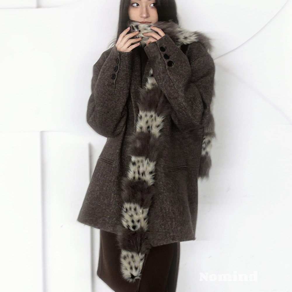 Écharpe en fourrure imprimé léopard pour femmes, sous-culture Y2K, Sexy, Millennium Hottie, en peluche, Patchwork, chaude et étroite, tendance pour l'extérieur