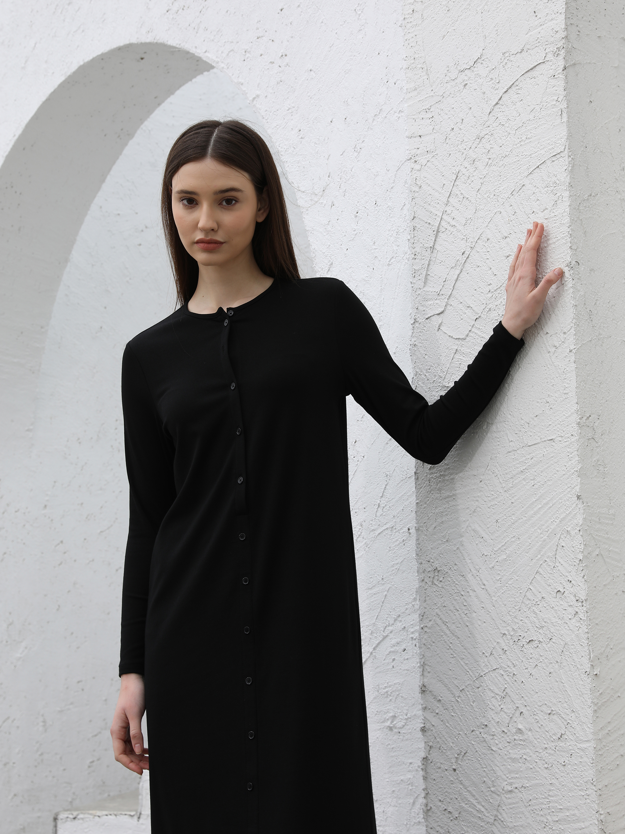 Robe maxi côtelée pour femme AP SS26, confortable, manches longues, vêtements élégants pour femme