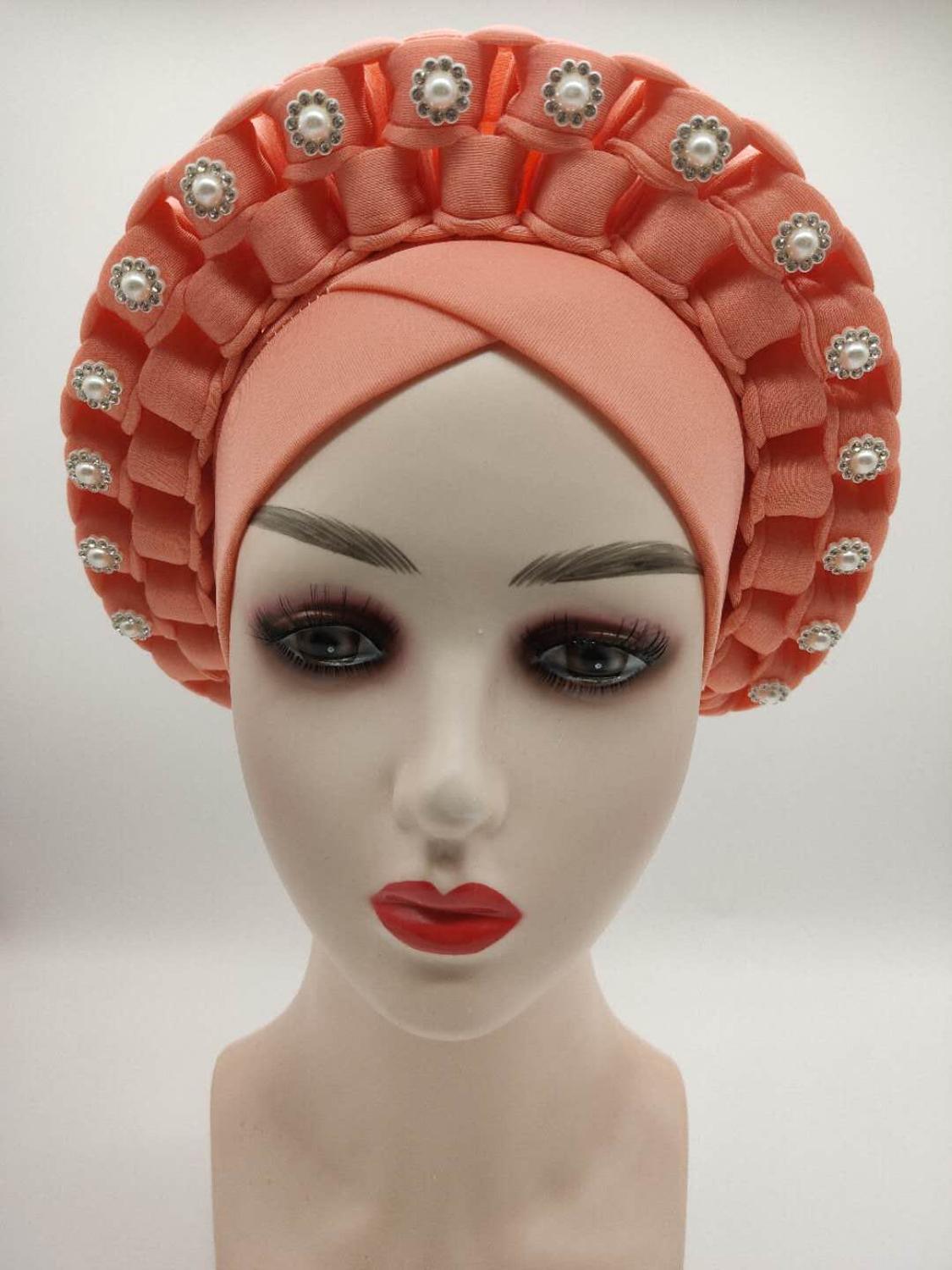Casquettes turban africaines pour femmes, coiffure, bonnet nigwin, Gele de mariage, prêt à porter, enveloppes de tête autogelsFashion