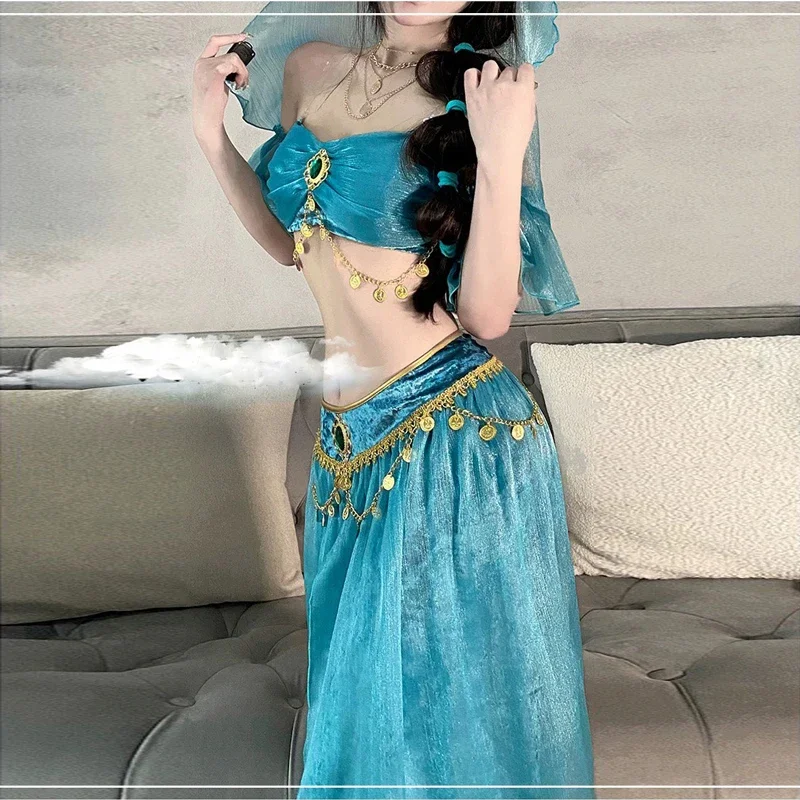 Costumes de princesse arabe du festival, danse indienne, le moindre ywood, cosplay de fête, tenue de paupières de princesse Jasmine