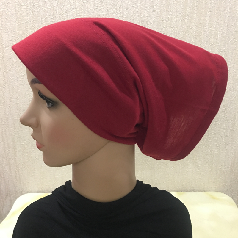 H066 chapeau tube uni avec sous-écharpe en carton Turban musulman couleur Pure extensible intérieur Hijabs femmes foulard sous Hijab Bonnet