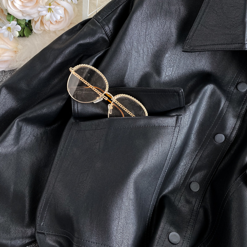 Hikigawa Chic mode femmes Style coréen décontracté tout Match manteaux Vintage grandes poches mince vestes courtes solide vêtements d'extérieur haut Mujer
