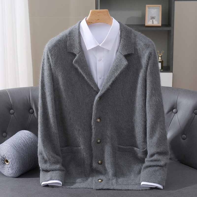 Nouveau Cardigan en laine de vison hommes pull rembourré manteau affaires décontracté tricoté cachemire pull manteau