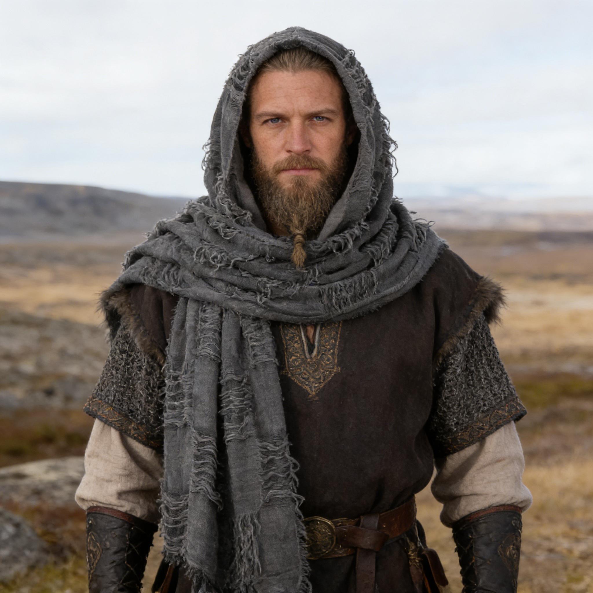 Cape à capuche médiévale, écharpe de chaman ninja, écharpe post-apocalyptique, cagoule, cape à capuche de rogue, costume viking de la Renaissance