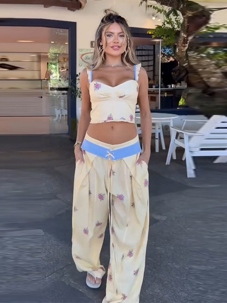 Ensemble pantalon et veste imprimés sexy pour femmes, haut élégant à manches longues avec lacets, pantalon large, tenue de vacances automne-hiver 2026, nouveauté.
