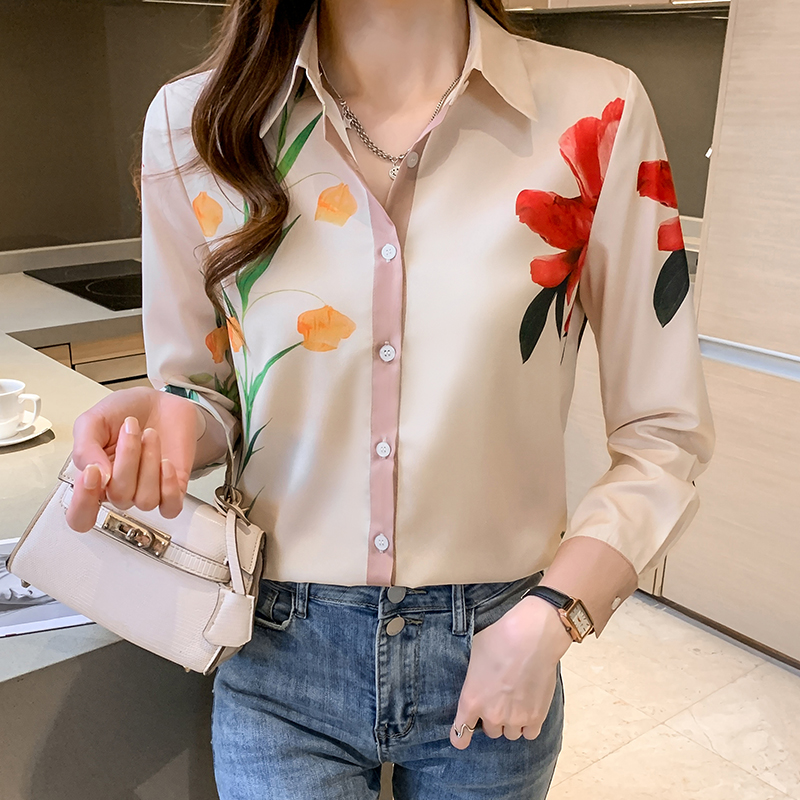 Mode dames chemises nouveau élégant femmes Blouses à manches longues boutonné hauts blusa mujer