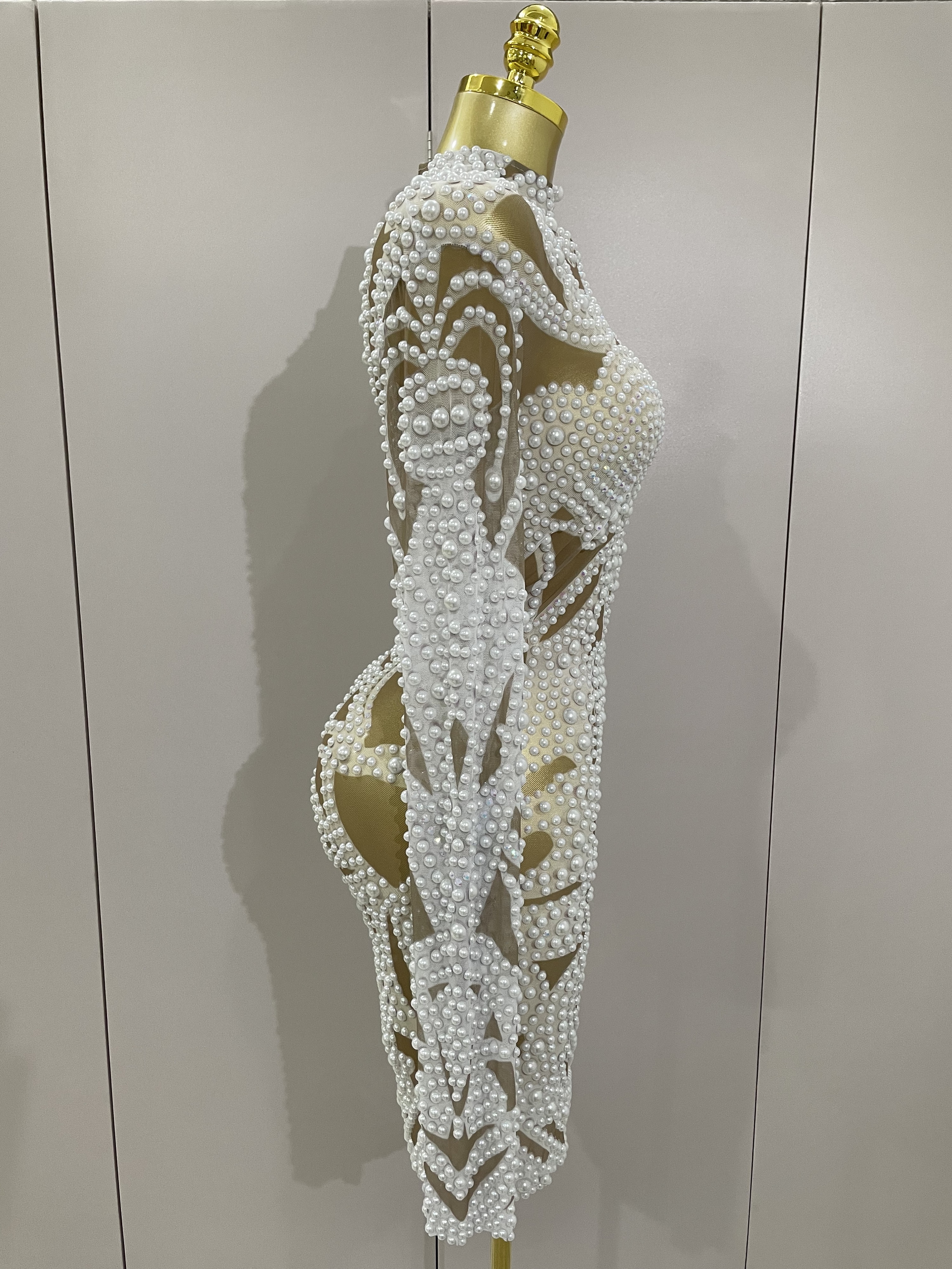 Nouvelle Robe de Soirée Élégante Haut de Gamme 2025 avec Strass AB et Perles, Robe Longue en Maille à Manches Longues pour Femme, Idéale pour Cocktail, Fête ou Mariage