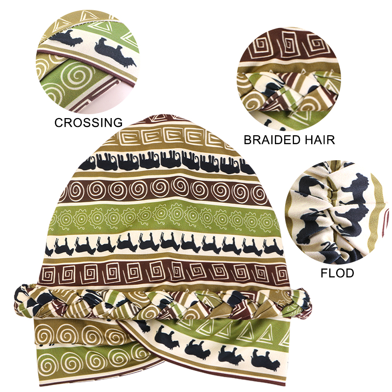 Nouveau bandeau africain Turban casquette impression torsions tresse tête casquette turban africain et calotte