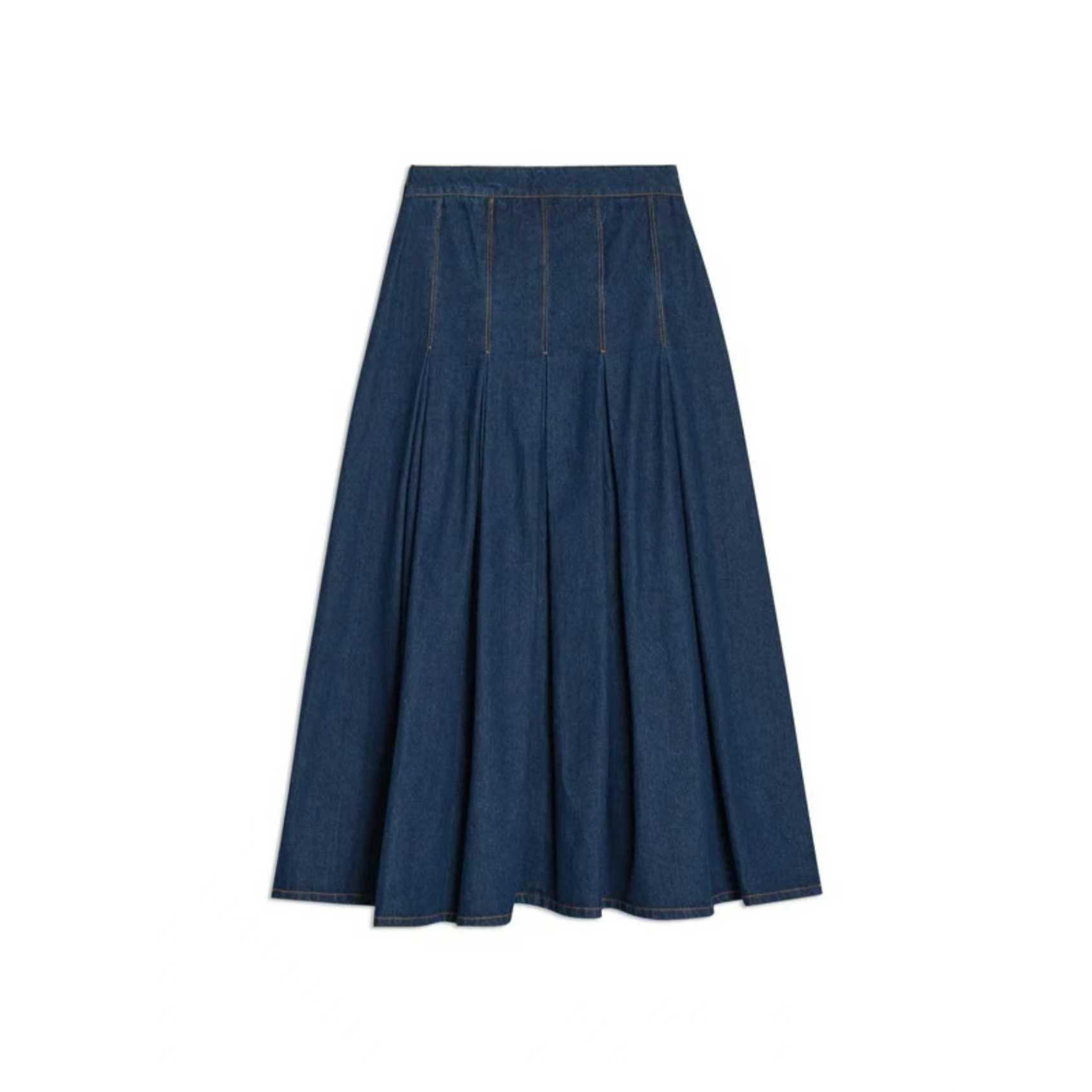 Jupe en jean plissée taille haute pour femmes grandes tailles, élégante, en denim délavé, avec fermeture éclair, pour femmes grandes tailles