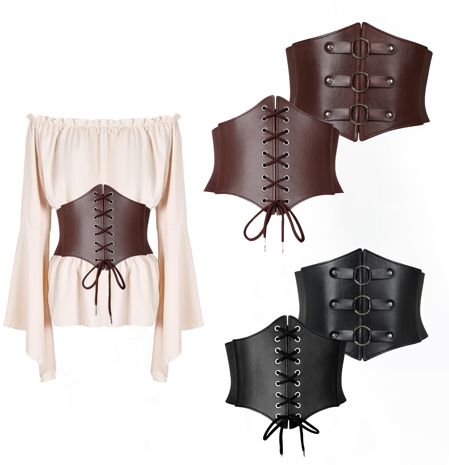 Ceinture Corset Femme Super Large en Cuir PU, Bandeau Amincissant Élastique Taille Haute Polyvalent pour Usage Quotidien, Type Bustier Corset