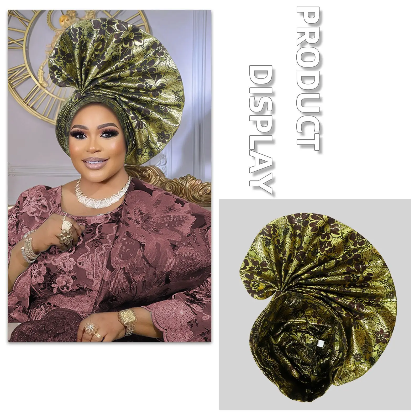 Couvre-chef en forme d'éventail exagéré pour femmes, couvre-chef pour dames africaines, couvre-chef pour fête de mariage, casquettes Turban féminines