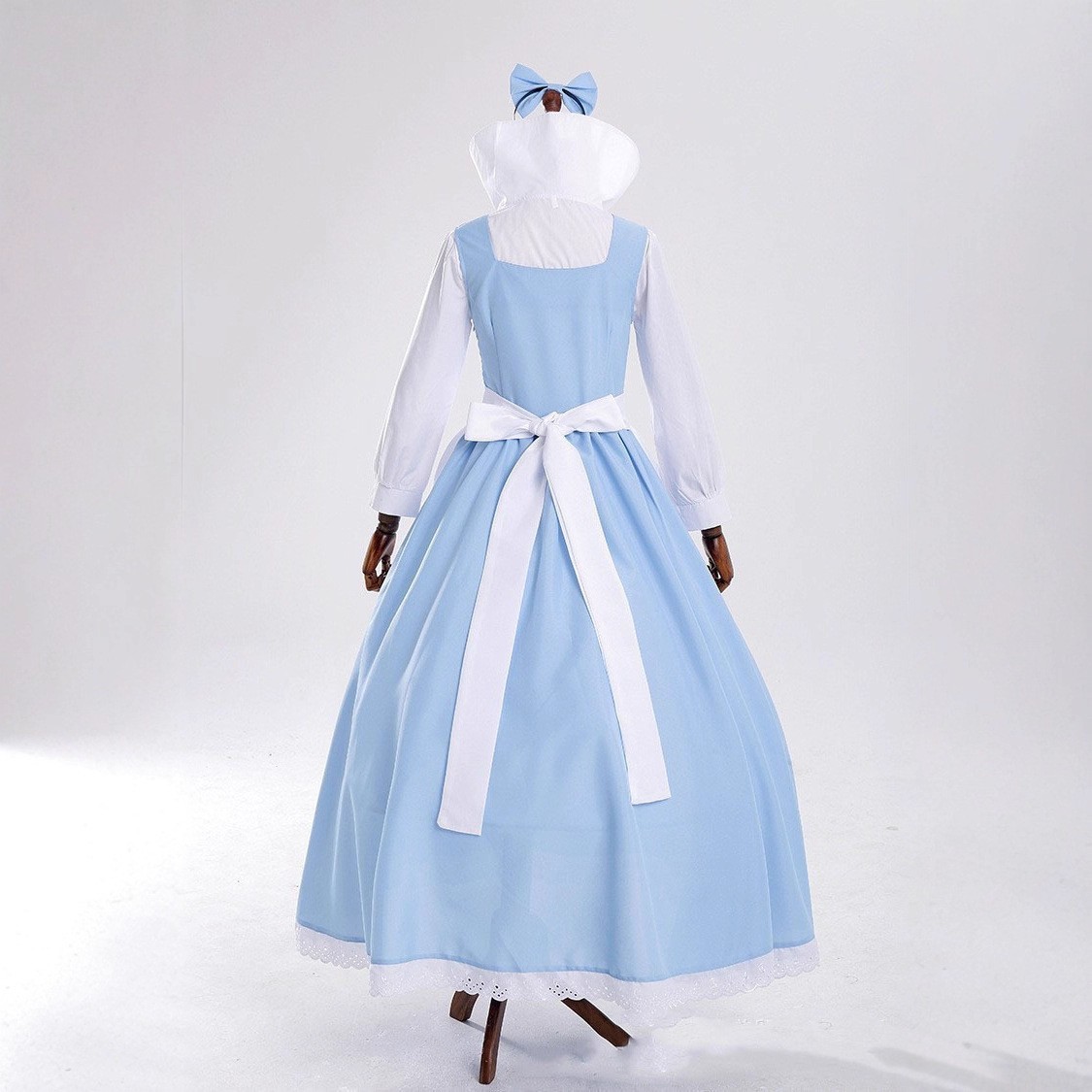 Costume de la Belle Princesse, robe bleue, costume de la Belle et la Bête, tenue de demoiselle d'honneur, déguisement de fête d'Halloween, vêtements de cosplay