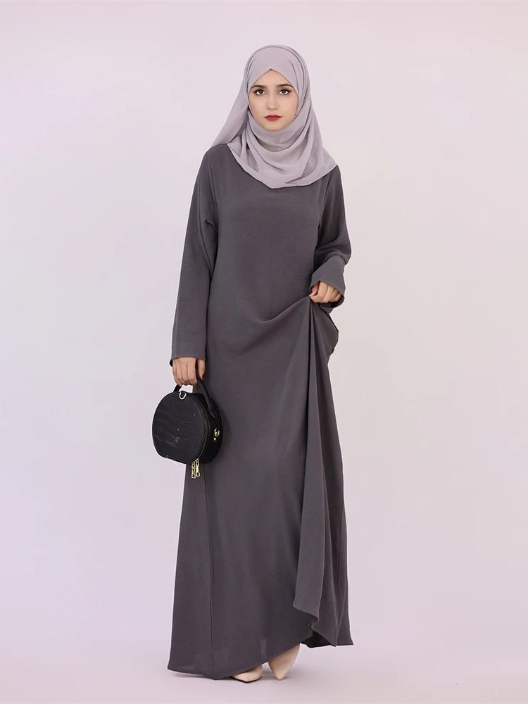 Robe de prière musulmane en lin pour femmes, Kebaya, Kebaya, Islam, Modeste, Monochromatique, Ramadan, Eid, Dubaï, Turquie, Kaftan