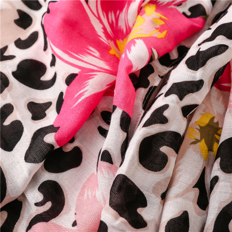 Mode femmes printemps automne Viscose écharpe châle belle léopard Floral gland Pashmina étole enveloppement Echarpe Foulards musulman Hijab