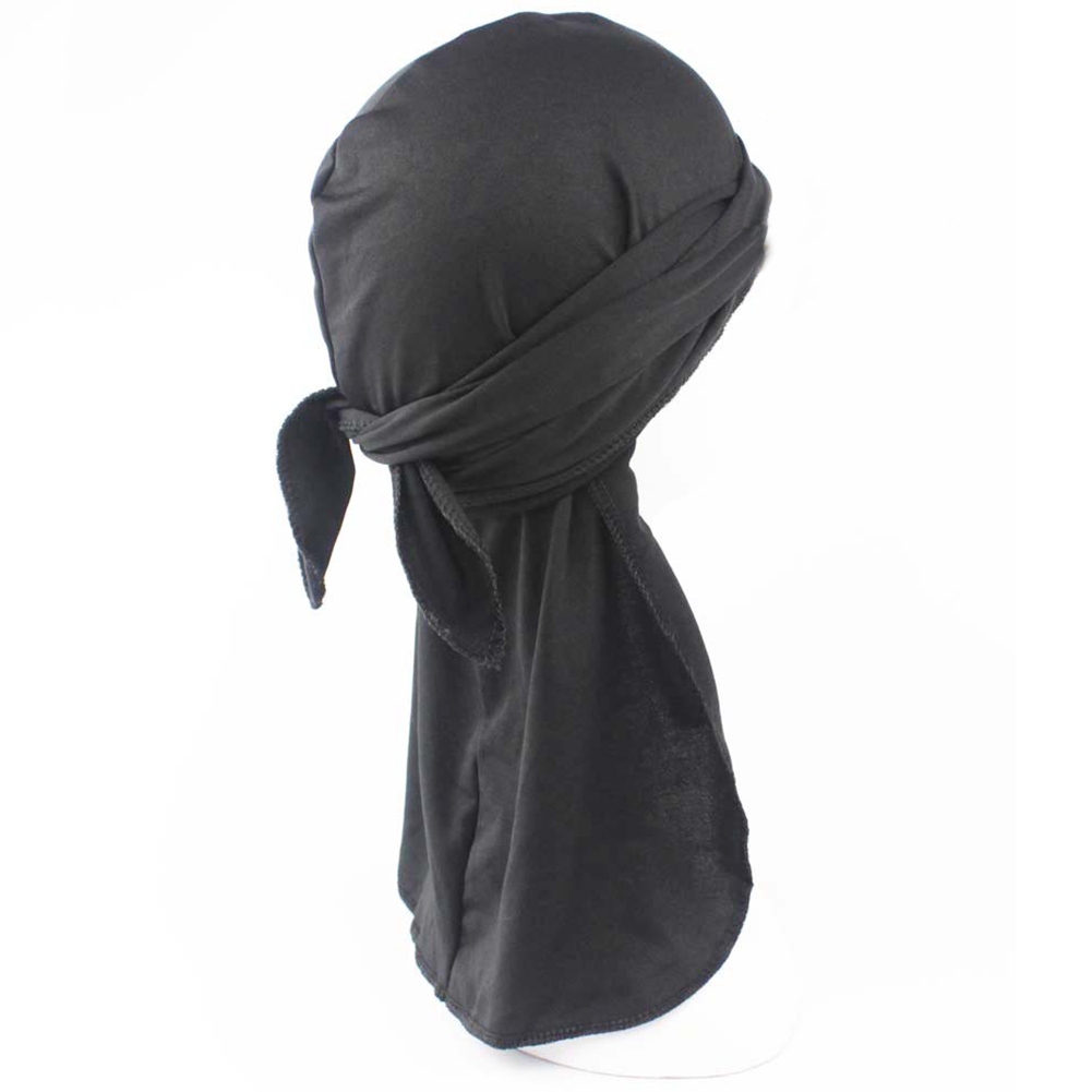 Femmes hommes soie longue queue casquette Turban chapeau perruques Biker chapeaux bandeau cheveux accessoires longues queue sangles Bandanas soyeux Durags