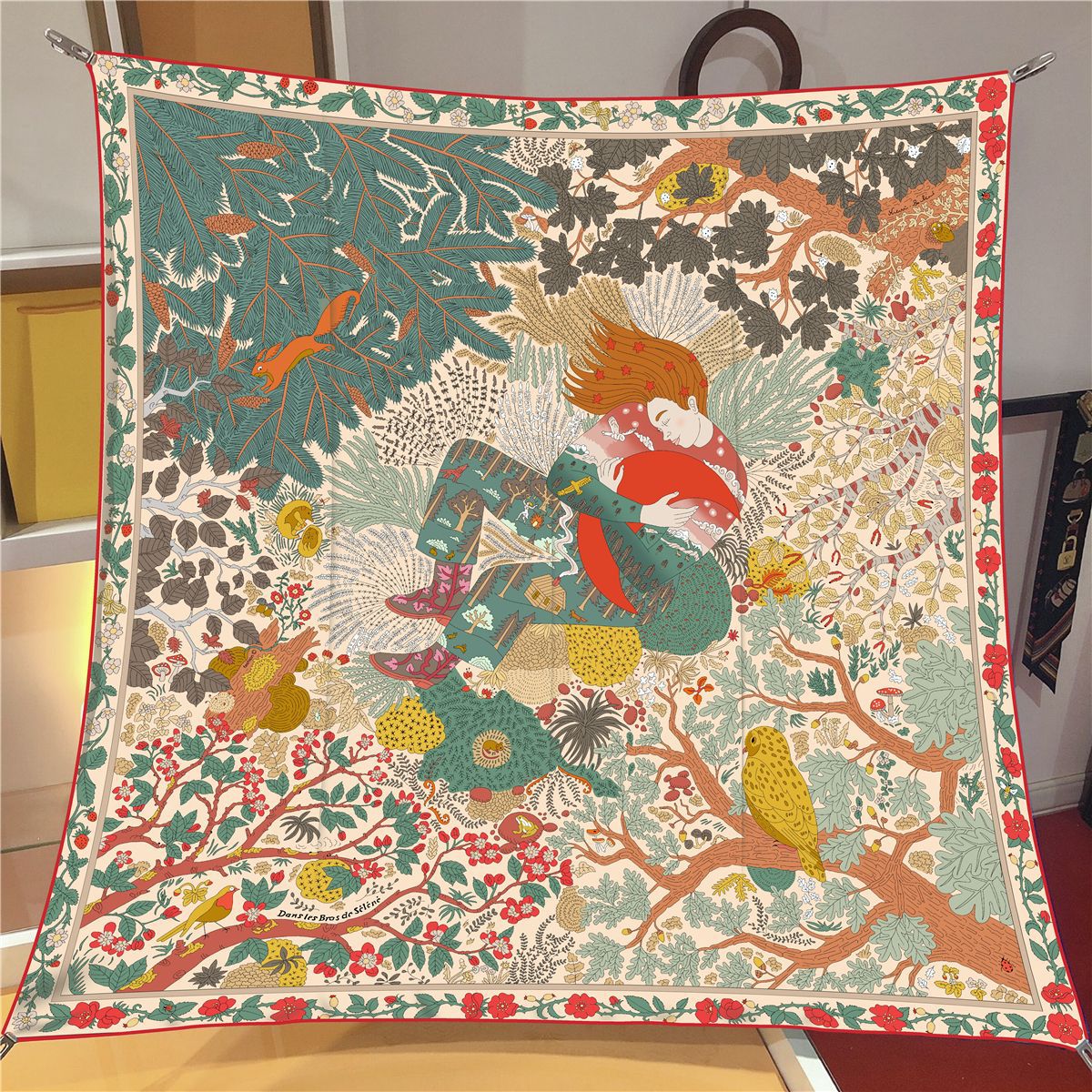 Écharpe en soie pour femme, 90 cm, imprimé floral, carrée, foulard, châle de plage, bandana, hijab, mouchoir - Écharpe pour femme