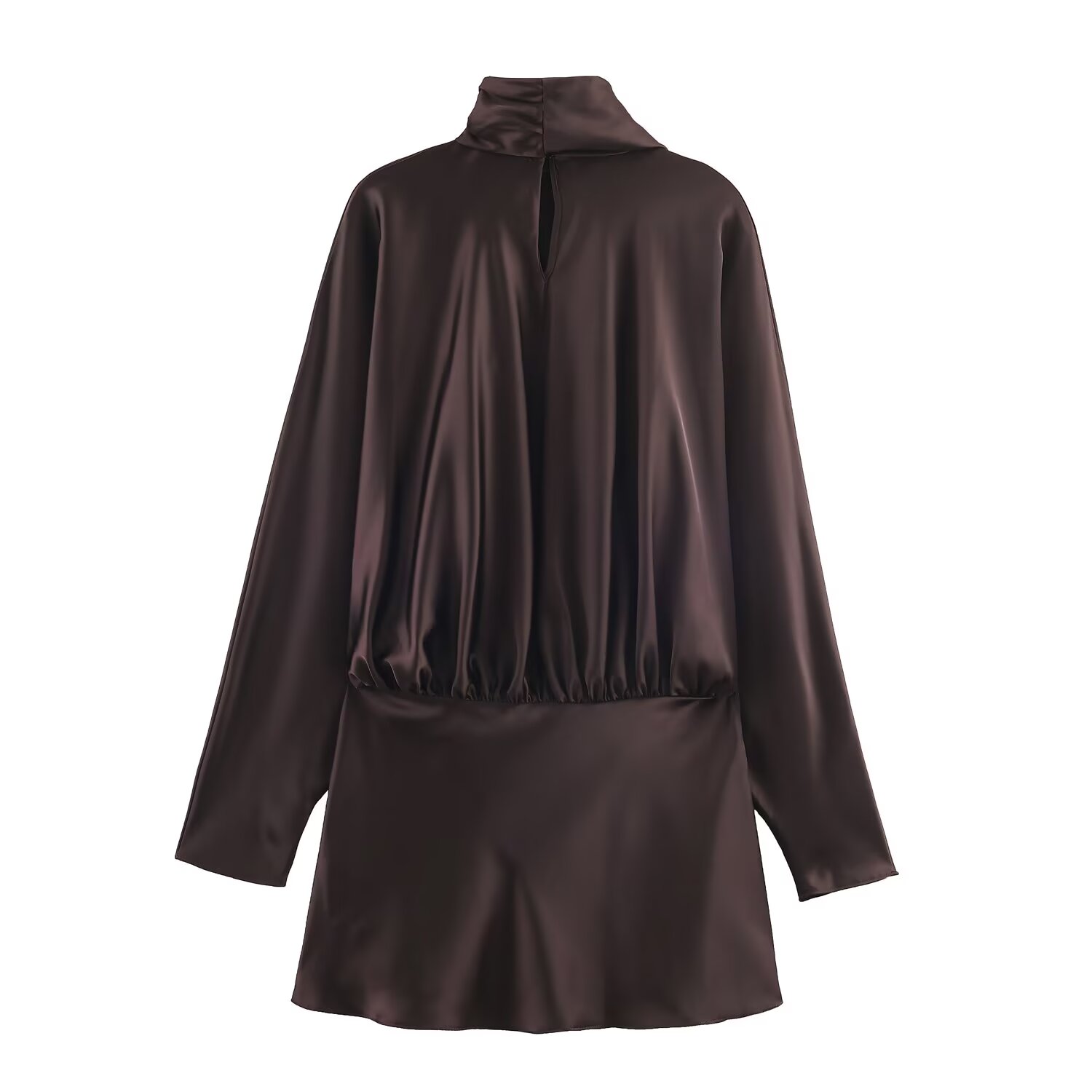 BSAY Satin Texture écharpe décoration robe courte femmes mode automne hiver nouvelles manches longues France femme robes de soirée