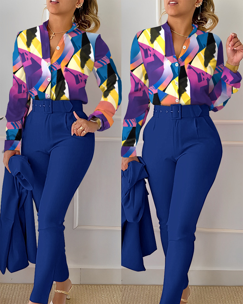 Chemise et pantalon College élégants pour femmes, olympiques décontractés, haut audipant, manches longues, mode printemps et automne, 2023, 2 pièces