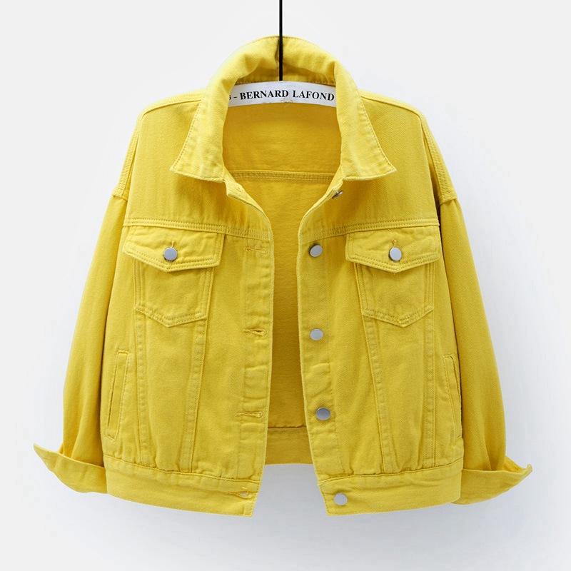 Veste en Jean femme printemps automne manteau court rose Jean vestes décontracté hauts violet jaune blanc hauts amples dame vêtements d'extérieur
