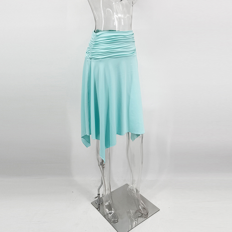 Ensemble 2 pièces d'été pour femme : Jupe asymétrique taille haute et crop top col en V, ajusté et élastique, élégant et décontracté, tenue de plage