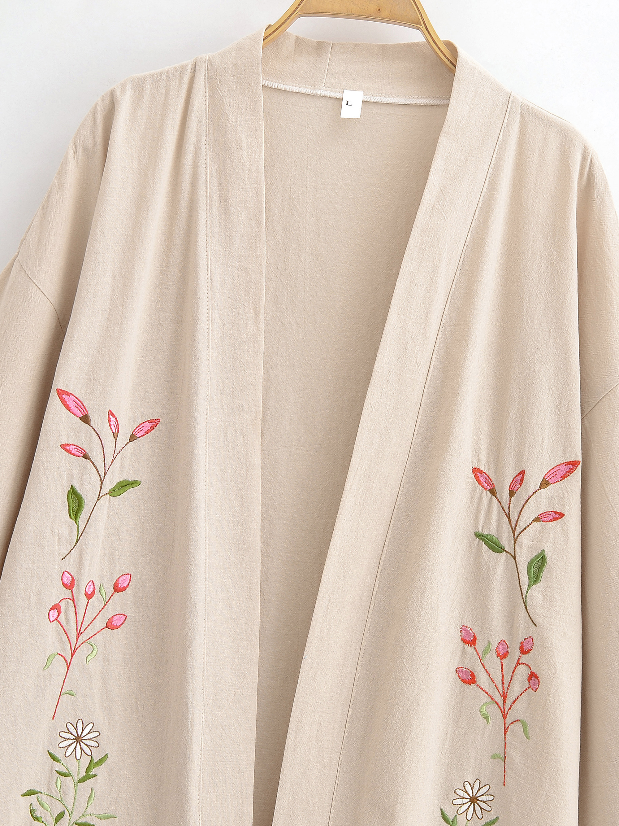 Robe Kimono Bohème Vintage Chic pour Femmes avec Broderie de Fleurs et d'Abeilles, Manches Chauve-Souris, Col en V, Robe de Plage d'été, Cache-Maillot Bohème