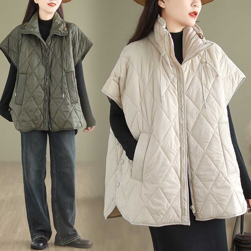 Gilet en duvet de coton pour femme, veste polyvalente pour femme, veste de tempérament, veste confortable, mode simplicité, émail, automne, hiver, 2025