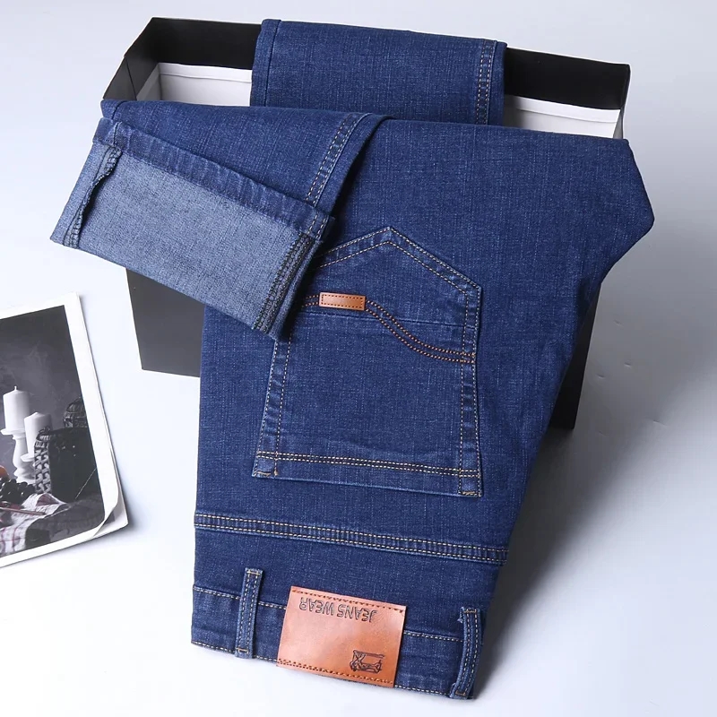 Jean droit pour homme, nouvelle collection 2026, extensible, coupe ajustée, confortable, en denim doux, pantalon de ville, vêtements de marque pour homme