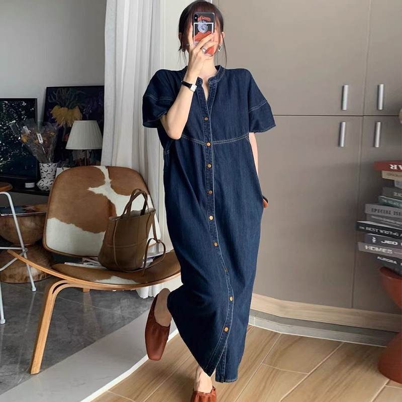 Robes en jean vintage pour femmes, été 2026, robe décontractée en jean fine, taille ample, vêtements féminins, robe KE6062