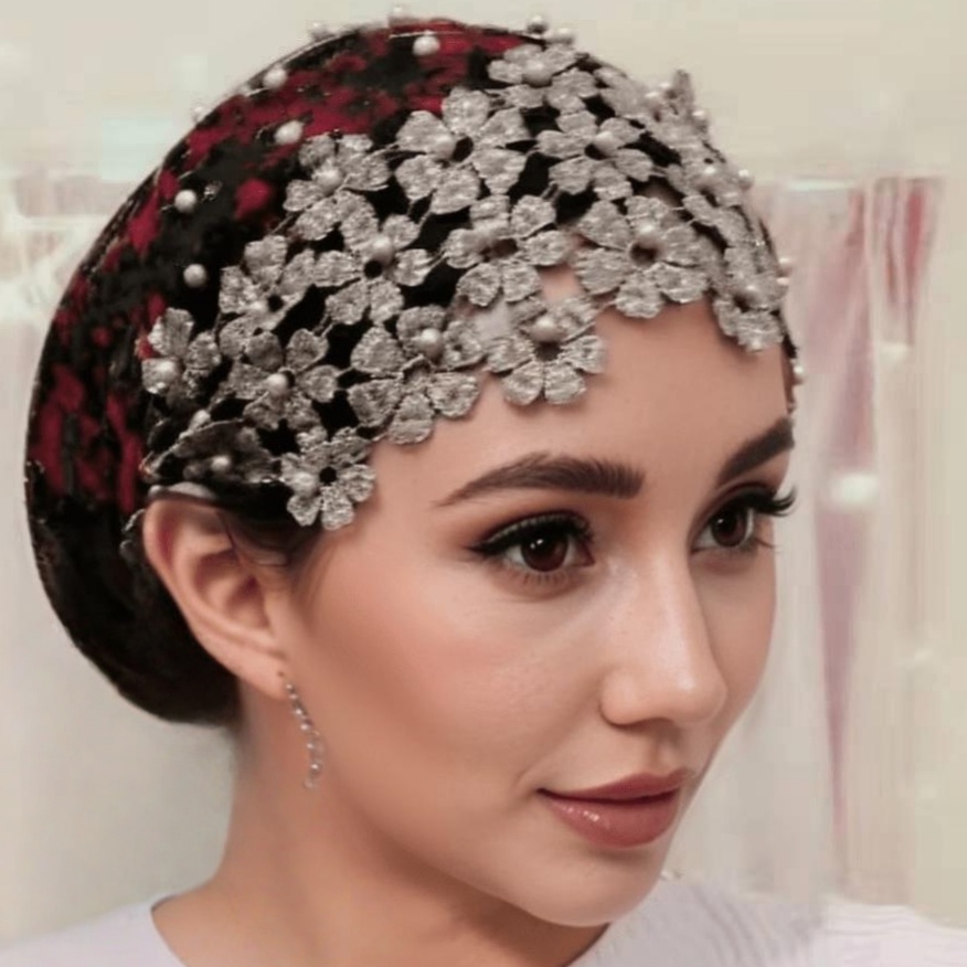 Femmes fleur Turban chapeau broderie perles musulman islamique tête enveloppement moyen-orient Turban doux extensible couvre-chef