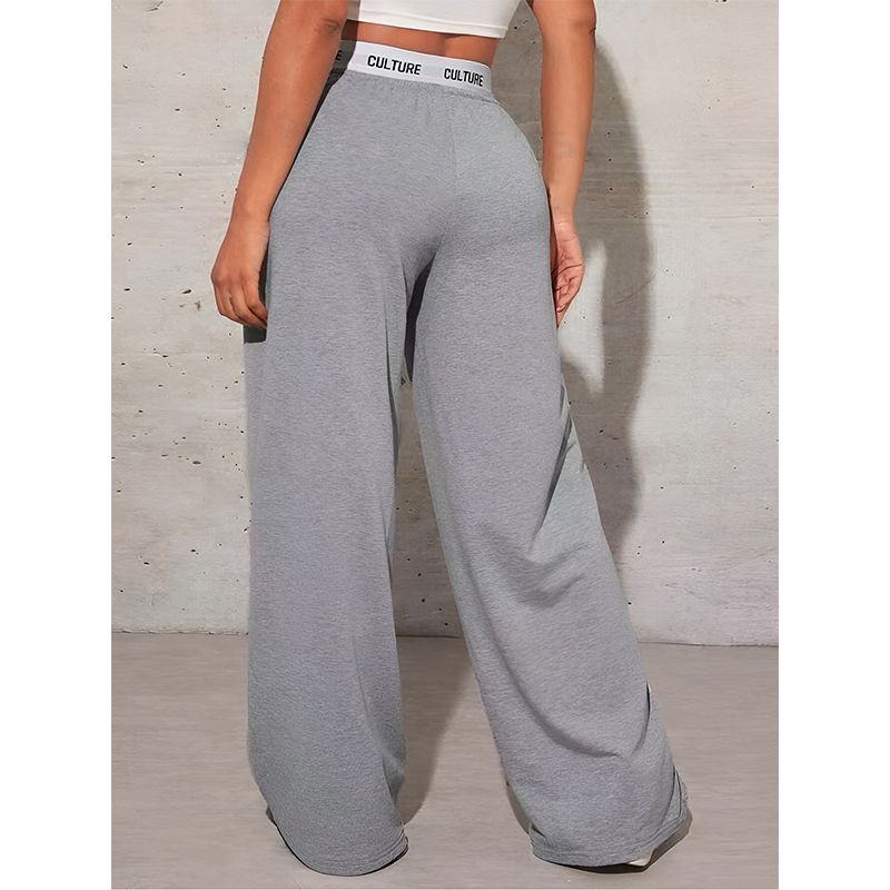 Pantalon taille haute pour femmes, ample, jambes larges, couleur unie, décontracté, vêtements quotidiens d'automne
