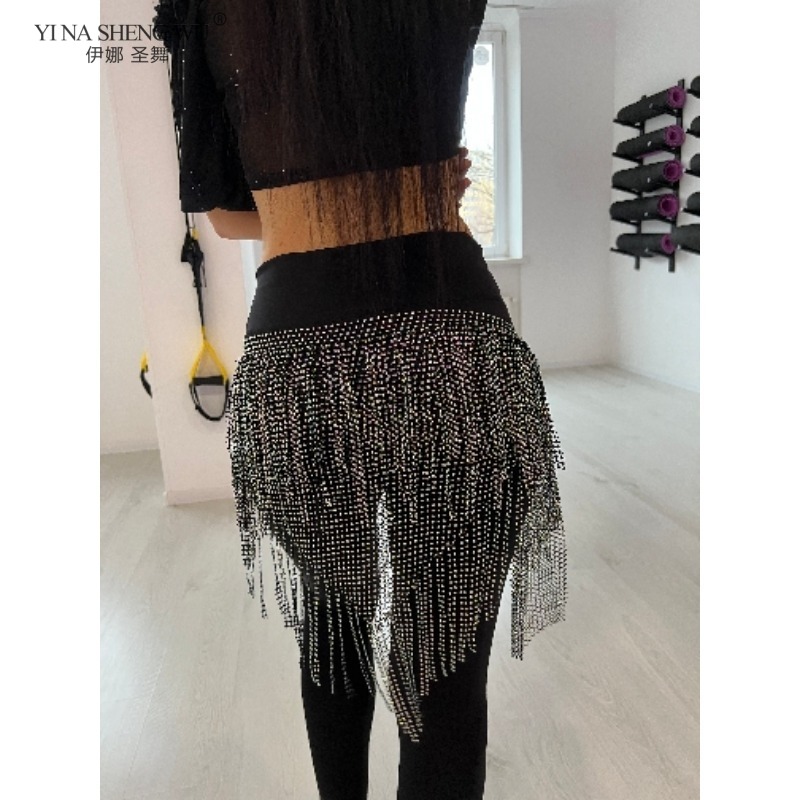 Ceinture de spectacle de danse du ventre pour femmes, écharpe de hanche à pampilles triangulaires en diamant complet, accessoires de compétition de danse orientale pour danseurs