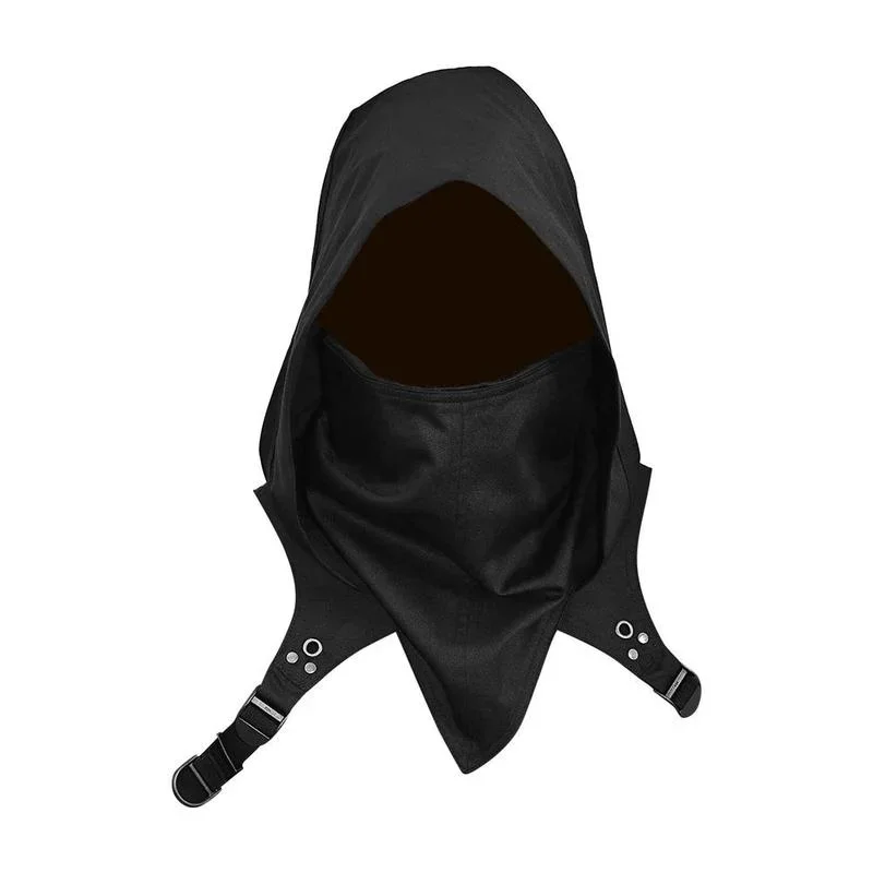Cagoule col bénitier chapeau gothique Punk cyclisme en plein air hommes femmes Halloween Assassin Ninja mort Costume visage couverture masque écharpe accessoire