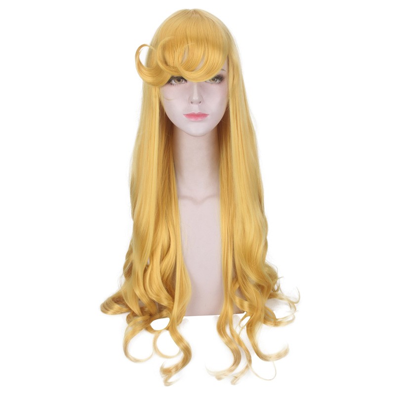 Perruque de cosplay longue et ondulée dorée de 80 cm pour femmes, accessoires de fête d'Halloween et de carnaval, cheveux synthétiques résistants à la chaleur
