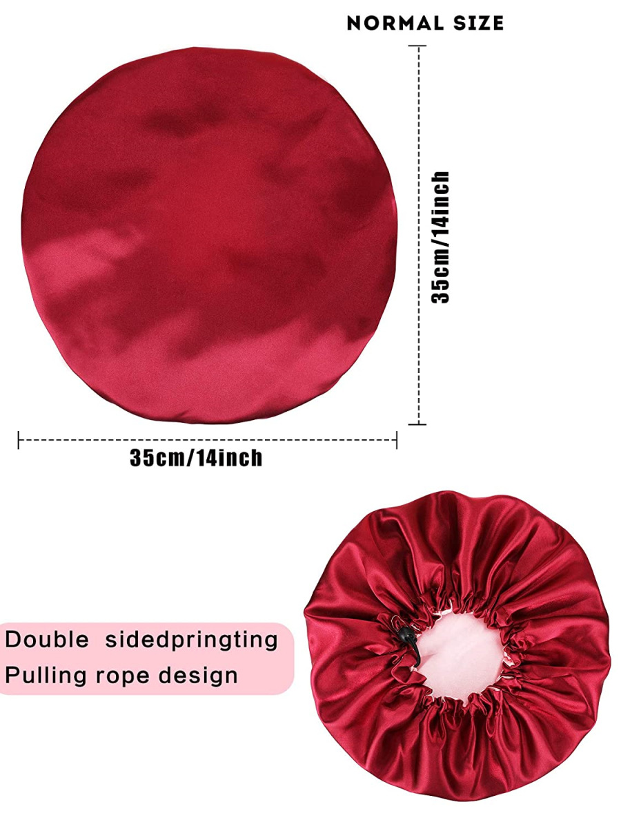 Bonnet en satin double couche extra large pour femme, bonnet de couchage doublé, bonnet de protection des cheveux, ficelle à proximité réglable