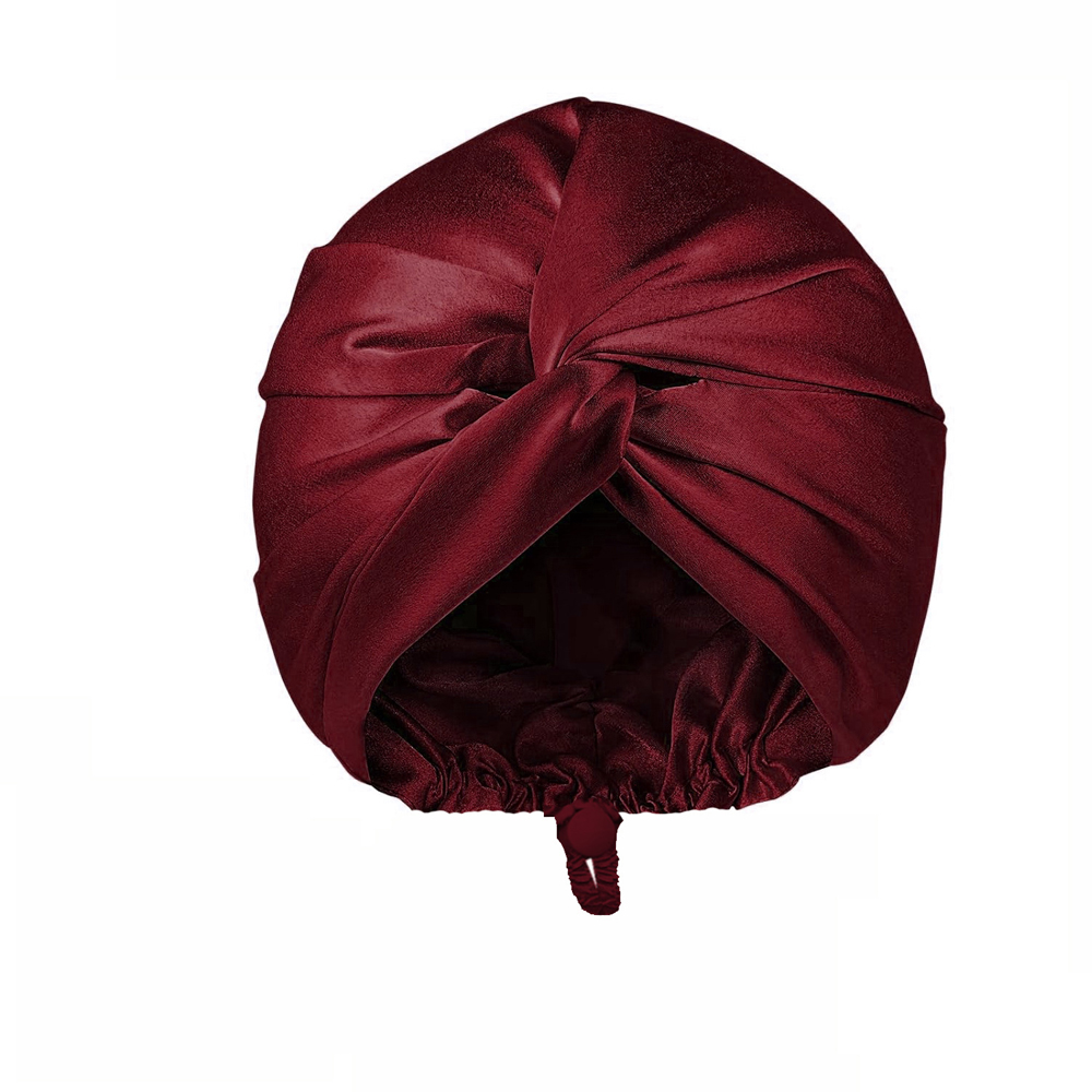 Bonnet de nuit en Satin de soie pour dormir, Turban Double couche pour femmes, enveloppe de cheveux réglable pour cheveux bouclés et lisses
