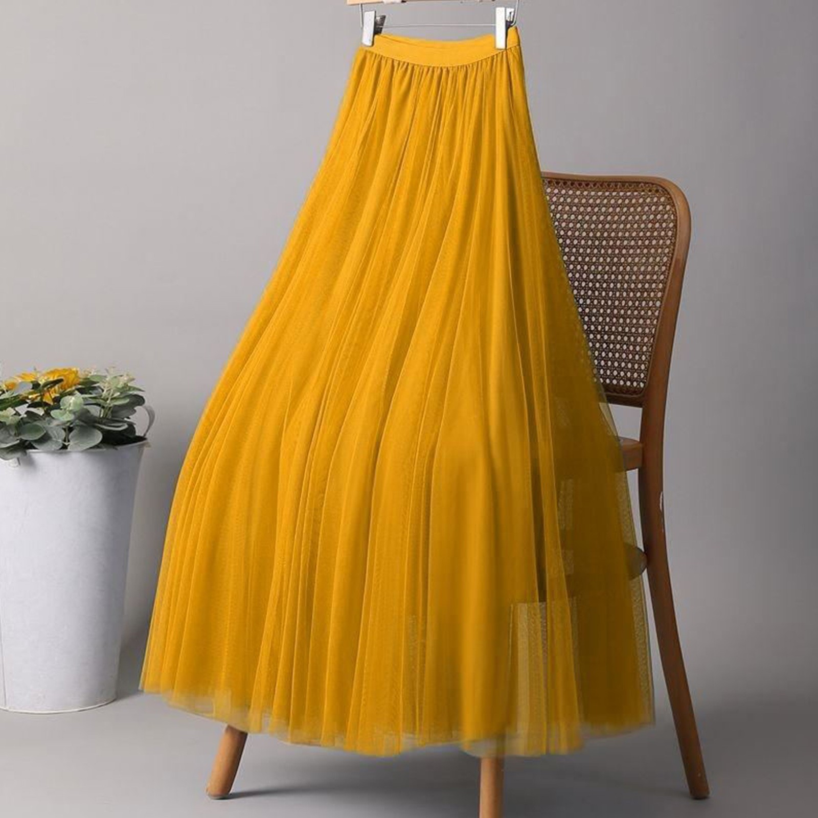 Jupes élégantes en Tulle pour femmes, taille haute, jupe plissée en maille, mode coréenne, taille élastique, tout assorti, jupes trapèze