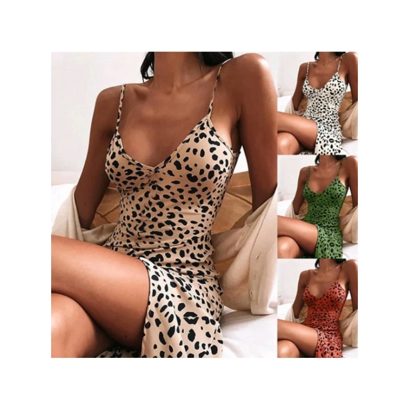Vêtements pour femmes Slim Fit taille S-5XL pour femmes avec nouvel imprimé léopard pour le printemps et l'été robe à bretelles
