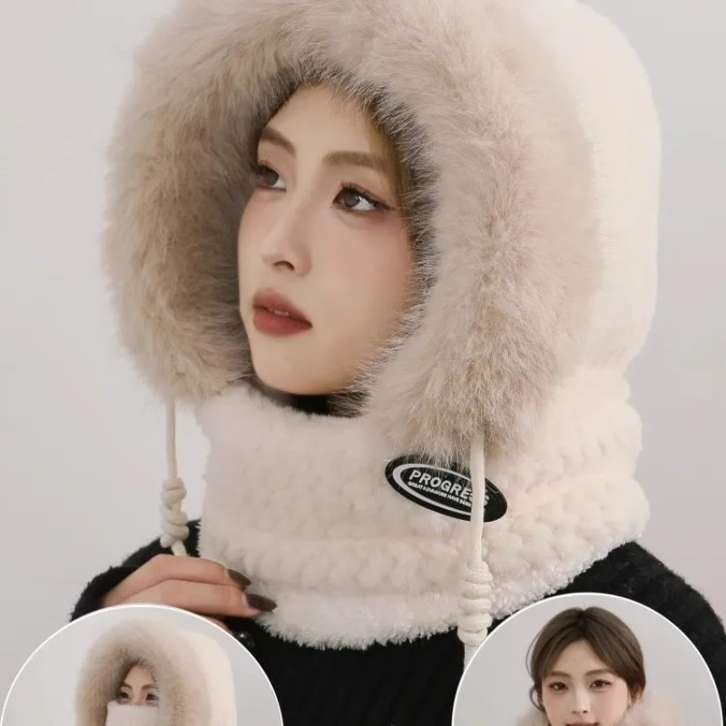 Ensemble 2 en 1 pour femmes : bonnet en polaire et cache-cou pour l'hiver, bonnet chaud et épais pour le ski en plein air, le cyclisme et le temps froid.