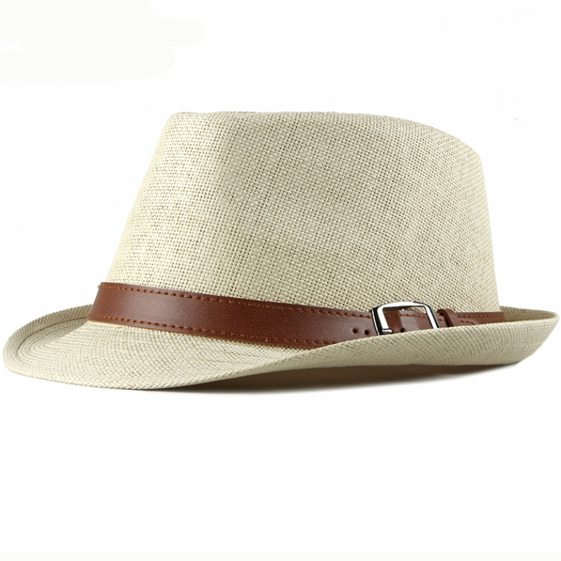 Chapeau de plage vintage pour hommes, à bord court, en paille, avec ceinture, style coréen, ander, HT2490