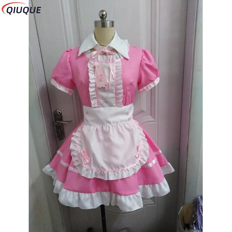Tenue de femme de chambre rose, robes Lolita gothiques douces, Anime K-ON! Uniformes de robe de tablier de Costume de Cosplay, uniformes d'Halloween de grande taille