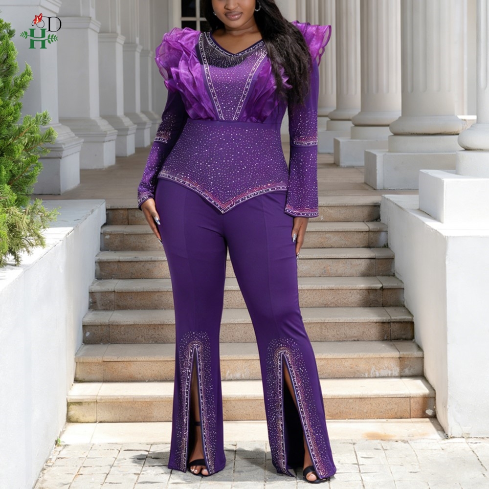 Robes Africaines pour Femme – Nouvelle Collection 2026 – Robes Turques Africaines – Tenues de Soirée 2 Pièces avec Pantalon Diamant – Mode Africaine