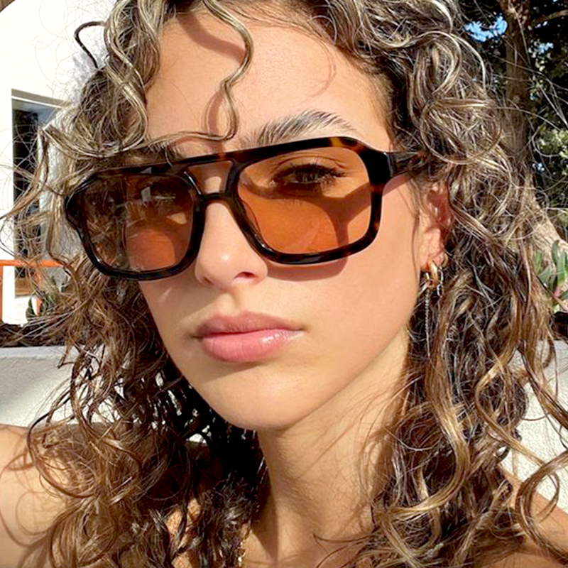 Grandes lunettes de soleil carrées mode lunettes de soleil pour femmes hommes tendance lunettes jaune bleu lentille rétro Vintage lunettes voyage 307460