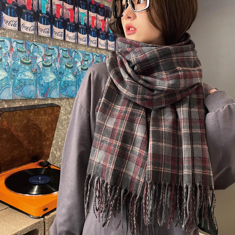 Nouvelles foulards d'hiver pour femmes écharpe en cachemire à carreaux femme écharpe noire dames écharpe chaude XWJ15