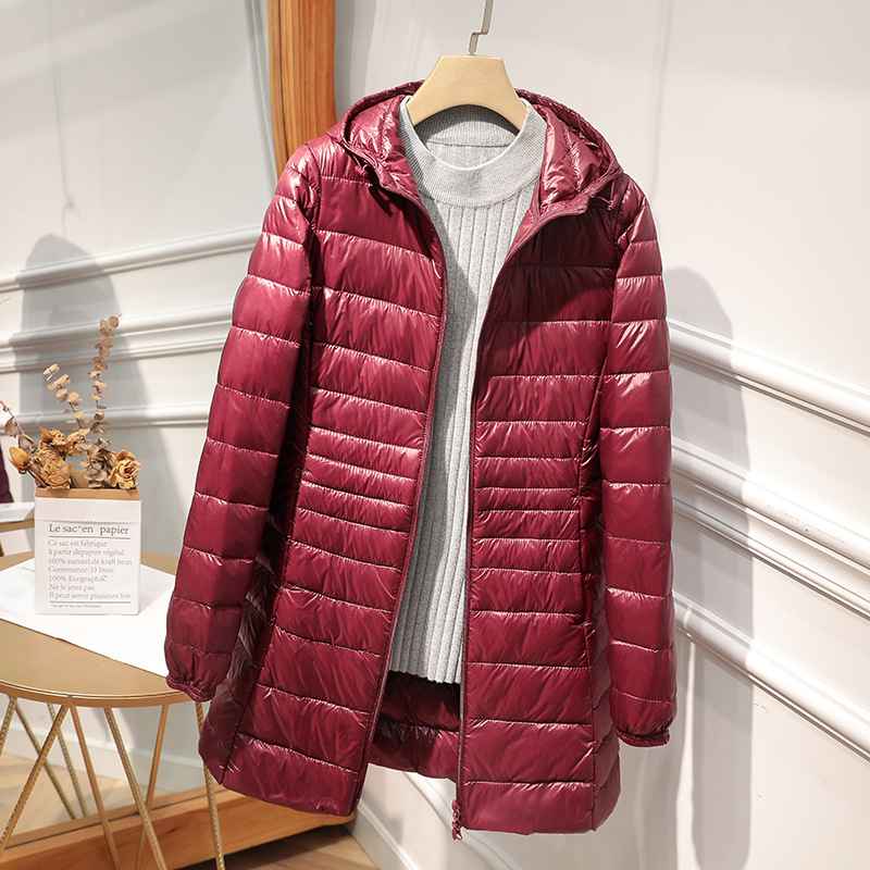 Manteau Long et chaud pour femme, avec sac de rangement Portable, doudoune légère, pardessus pour dames, longueur aux hanches, High Street