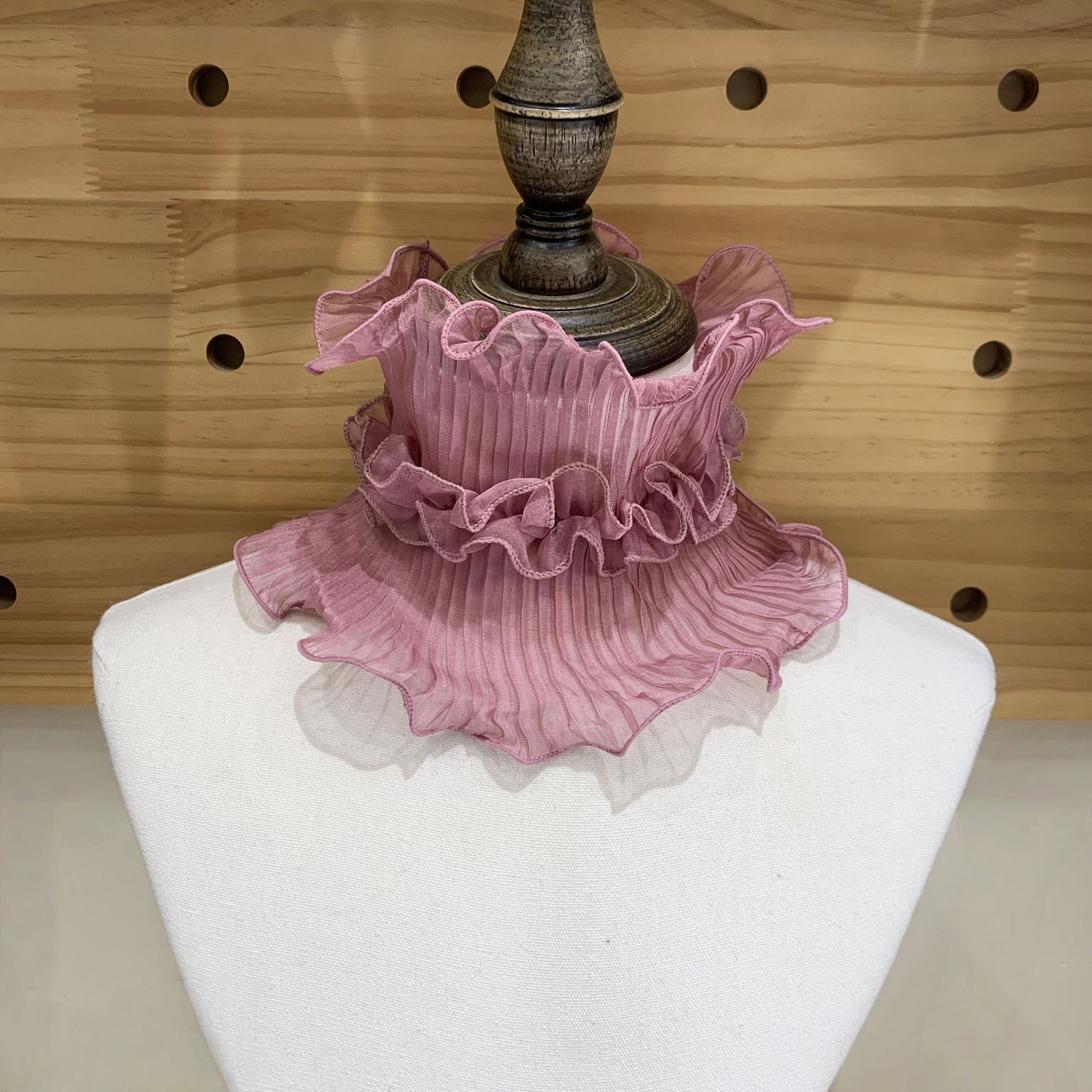 Écharpe en dentelle pour femmes, col décoratif plissé fin, faux col, respirant, élégant, adapté à toutes les saisons, printemps et été