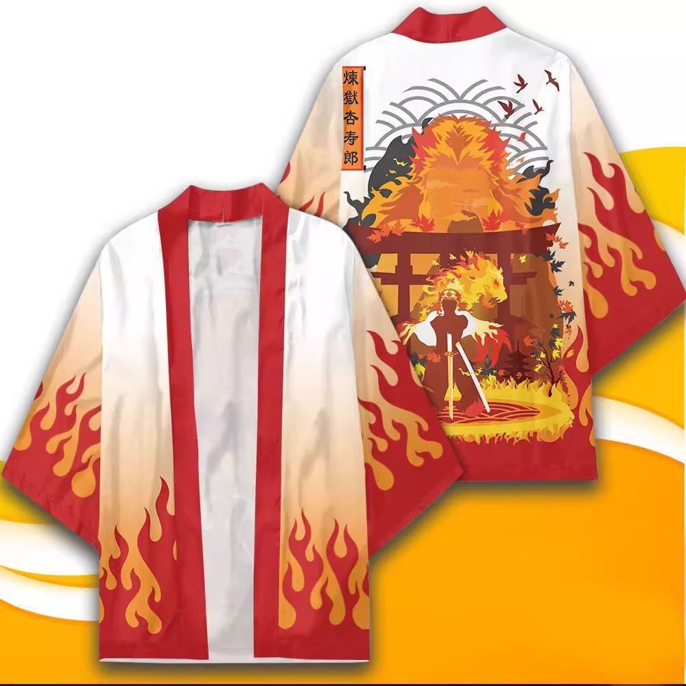 Cardigan Kimono imprimé avec personnage d'anime japonais, pour hommes et femmes, Costume traditionnel japonais imprimé papillon Kochou Shinobu, été