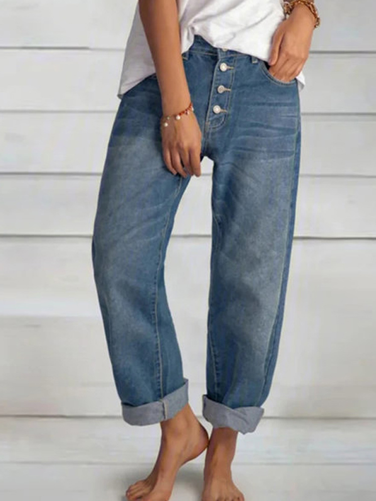 Jeans taille haute à jambe large pour femmes, pantalons droits, mode rétro, grande taille, vêtements de travail simples et fins, jeans boyfriend