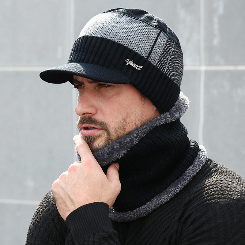 Chapeaux d'hiver Skullies bonnets chapeau hommes bonnets d'hiver pour femmes laine écharpe casquettes cagoule masque Gorras Bonnet tricoté chapeau