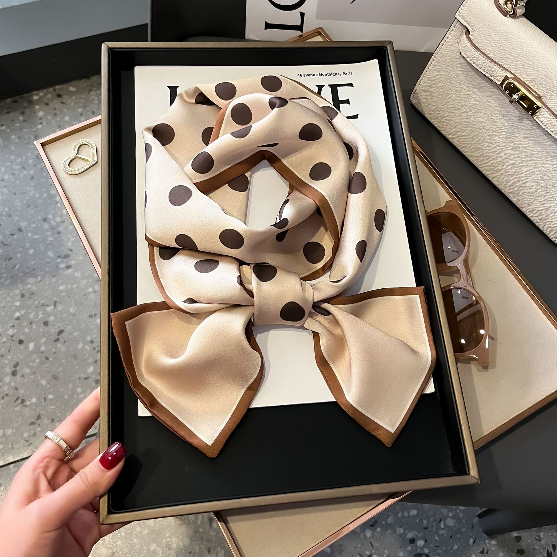 Foulard Long en soie pour femmes, Design de luxe, bandeau en Satin doux, Foulard pour cheveux, cravate au cou, foulards slim pour dames